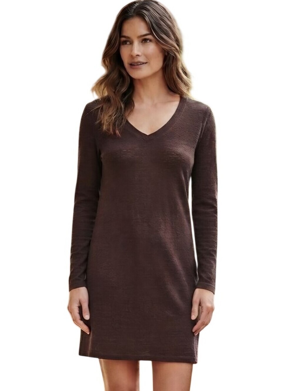 CP Shades Brown Flax Blend Ribbed Long Sleeve Sweater Dress Size M